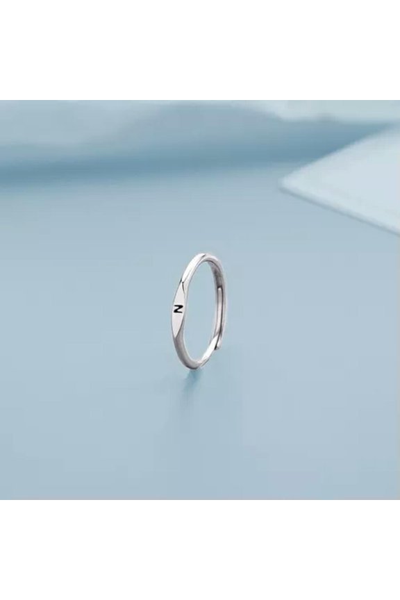 925 Silver Plated 26 Letters Opening Rings Knuckle Rings Finger Jewelry Women-Letter-N