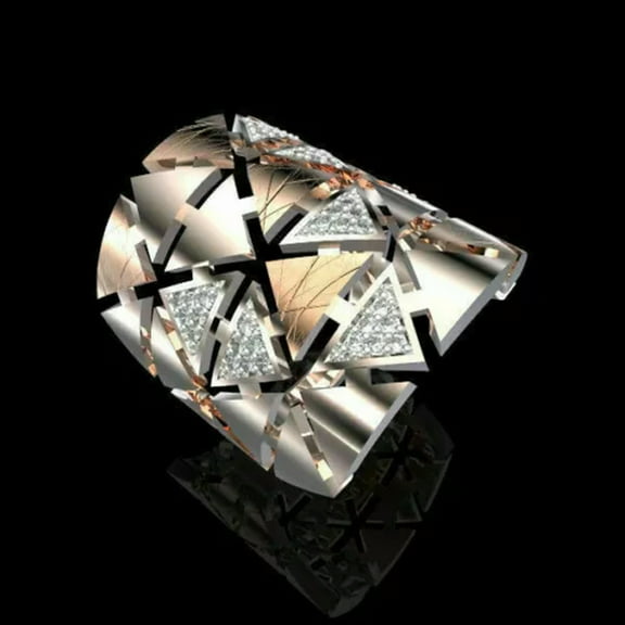 EOEMY 925 Silver Plated Two Tone Rings For Women Jewelry Cubic Zirconia Ring Size7-12-#1-10