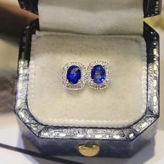 EOEMY 925 Silver Stud Earrings Glamorous Cubic Zircon Women Wedding Party Gift A Pair