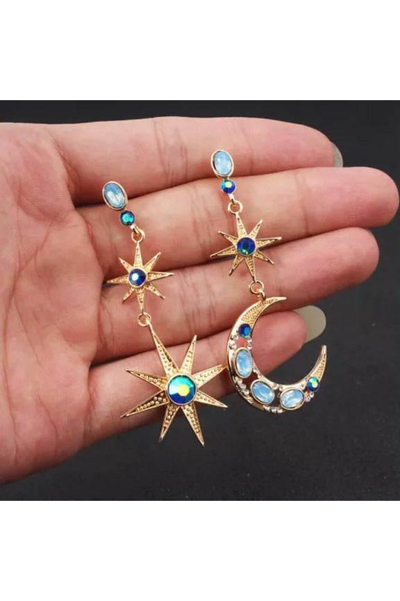 925 Silver Sun Moon Star Dangle Drop Earrings Women Wedding Party Jewelry Gifts-#12