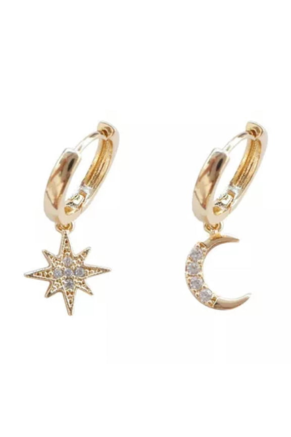 925 Silver Sun Moon Star Dangle Drop Earrings Women Wedding Party Jewelry Gifts-#6