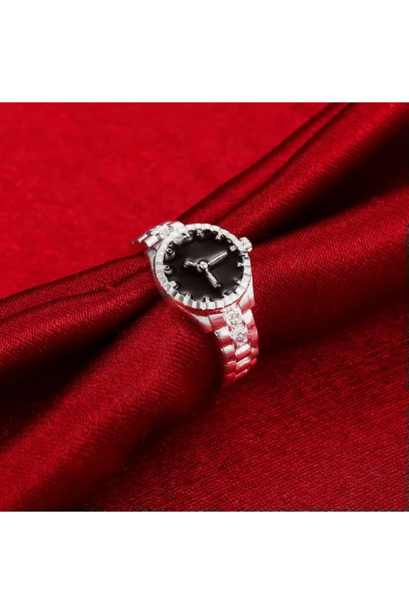 925 Silver Watch Style Rings Jewelry Crystal Fashion Wedding Lady Cute Women-Us Size 8
