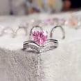 thumbnail image 1 of EOEMY 925 Silver Women Engagement Ring Elegant Girl Crystal Heart Jewelry Sz 5-12-7-Pink, 1 of 7