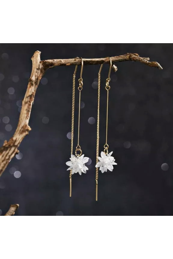 925 Silver Women Snowflake Earrings Zircon Flower Stud Jewelry Christmas Gift-12-Ice Flower