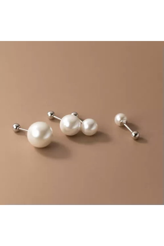 925 Sterling Silver 6/8/10/12 mm Pearl Ear Stud Earrings Women Jewelry Gift-10 mm