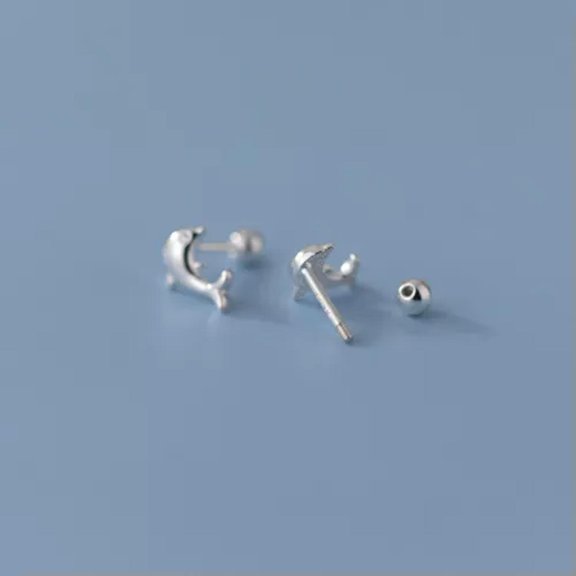 EOEMY 925 Sterling Silver Animal Dolphin Stud Earrings Butterfly/Screw Backs-Butterfly Backs