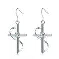 thumbnail image 1 of EOEMY 925 Sterling Silver Charms Earrings Beautiful Crystal Cross For Women Wedding, 1 of 5