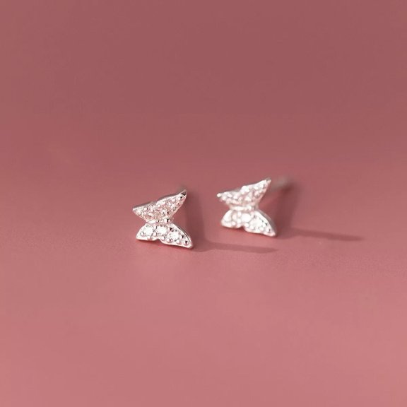 EOEMY 925 Sterling Silver Clear Crystal Butterfly Stud Earrings
