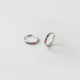 thumbnail image 1 of EOEMY 925 Sterling Silver Color Cz Pave Huggie 10mm Hoop Earrings, 1 of 6