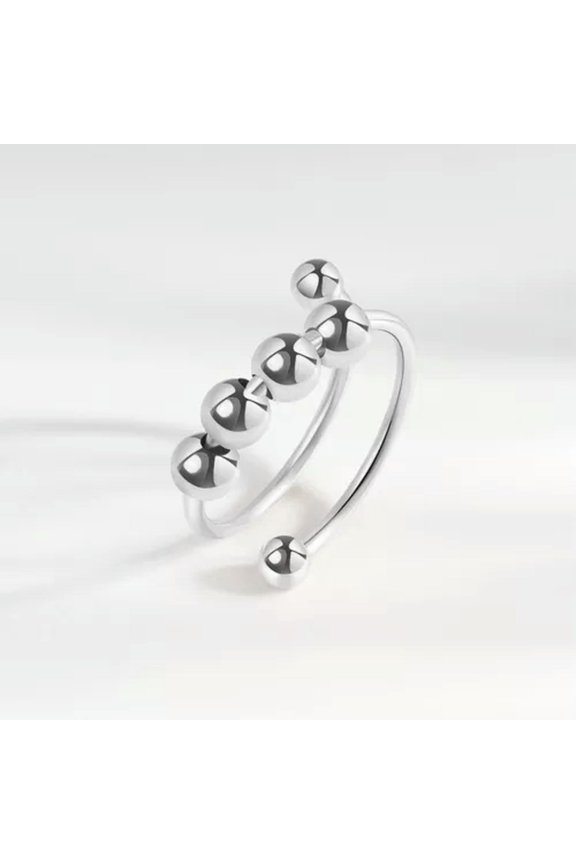 925 Sterling Silver Dainty Rolling Bead Ring For Women Fashion Party Jewelry-Style C