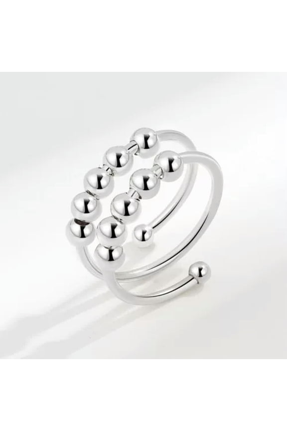 925 Sterling Silver Dainty Rolling Bead Ring For Women Fashion Party Jewelry-Style D