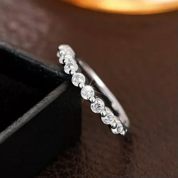 EOEMY 925 Sterling Silver Filled Sz 6-10 Rings Women Crystal Ring Jewelry-8-Silver