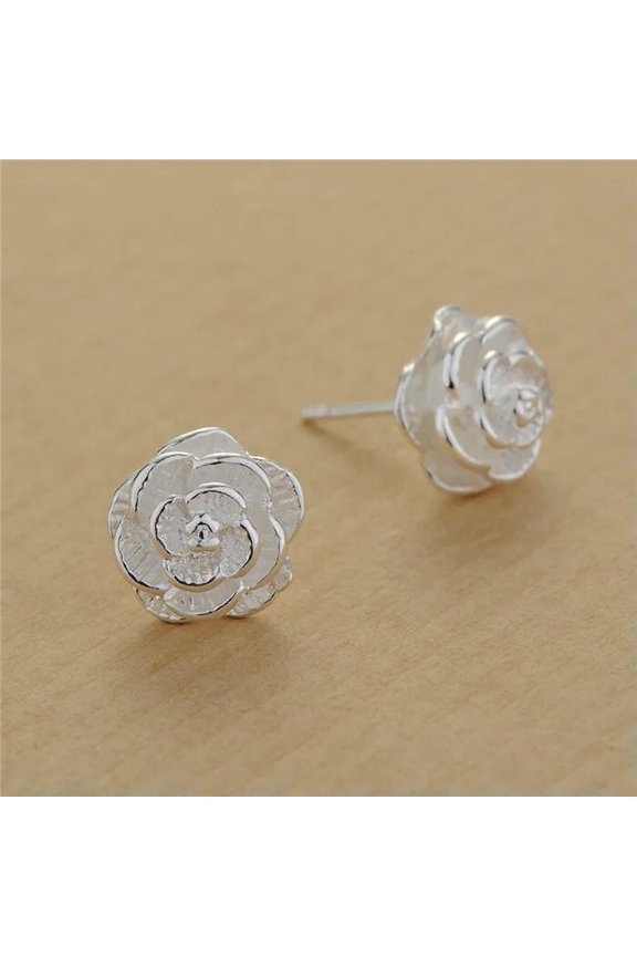 925 Sterling Silver Flower Earrings Charms For Women Wedding Cute Party Hot Stud
