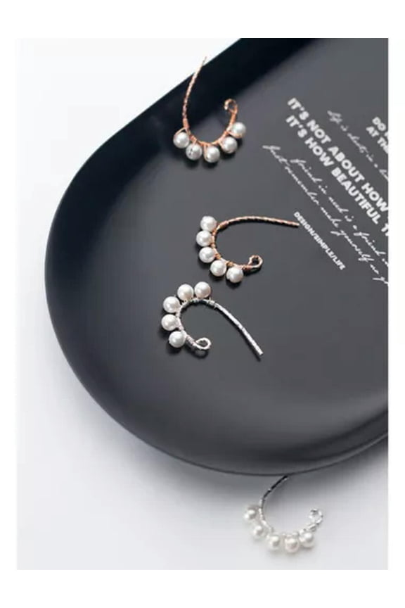 925 Sterling Silver /Gold Plated Small Pearl Hook Earrings Women-Silver