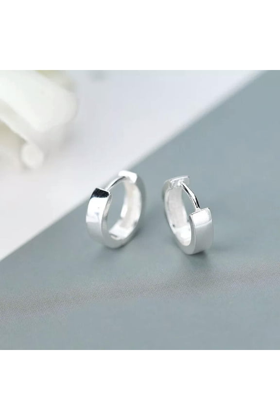 925 Sterling Silver Hoop Sleeper Earrings 12mm/1.2 Cm