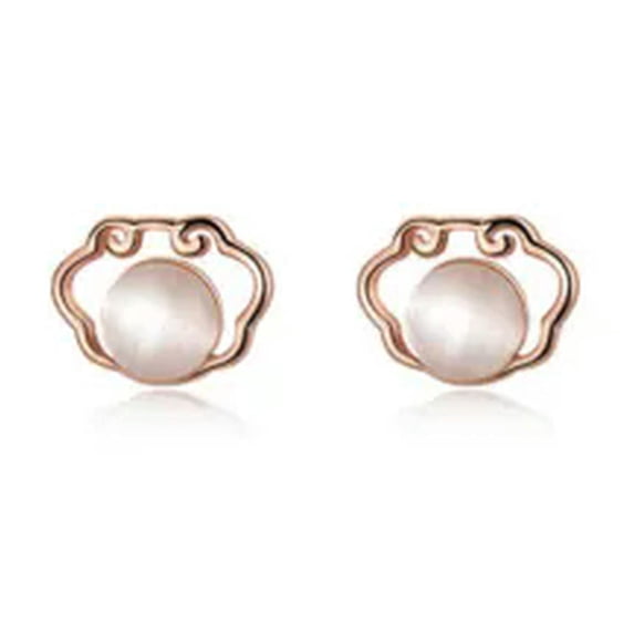 EOEMY 925 Sterling Silver Love Stud Earrings Wedding Valentines Coud Romance Studs-Rose Gold