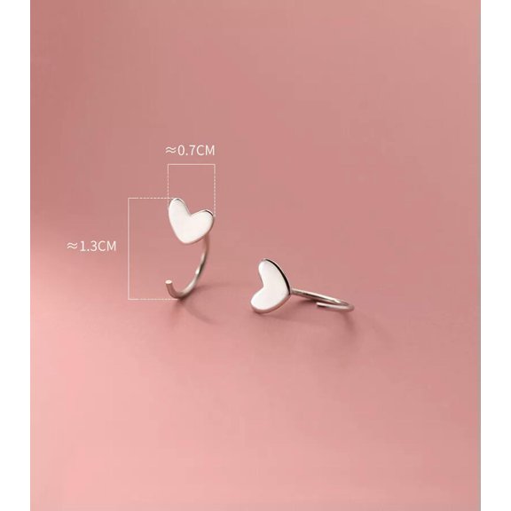 EOEMY 925 Sterling Silver Open Heart Shape Drop Earrings Dangle Wire