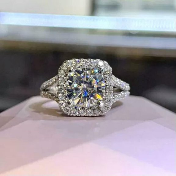 EOEMY 925 Sterling Silver Ring Square Shape Zircon Ring Women Fashion Jewelry-6