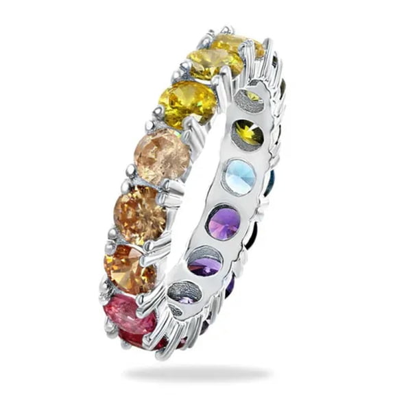EOEMY 925 Sterling Silver Rings Color Zircon Ring Women Wedding Ring Size 6-10-7