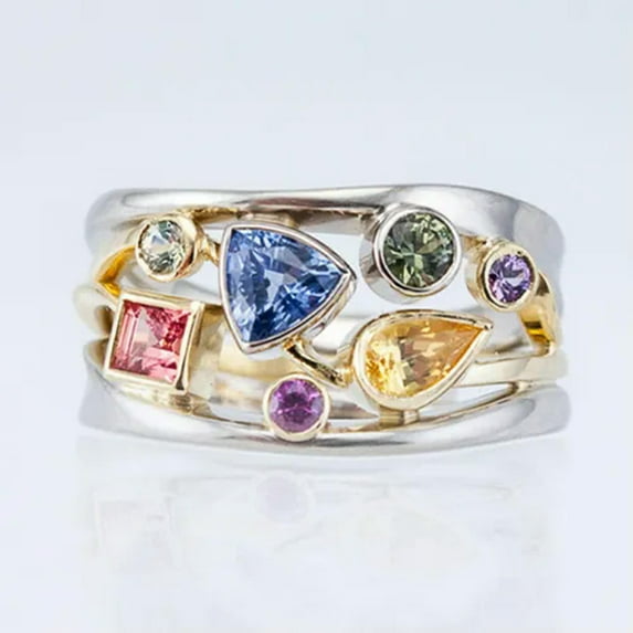 EOEMY 925 Sterling Silver Shiny Color Zircon Rings Women Wedding Jewelry Ring Sz 6-10-10