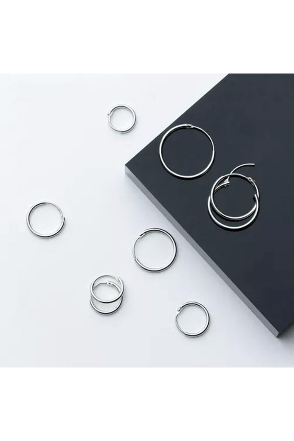 925 Sterling Silver Sleeper 8-60mm Hoop Earrings-30 mm