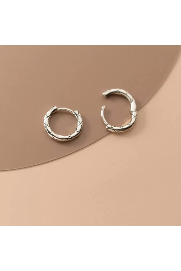 925 Sterling Silver Small 14mm Hoop Sleeper Earrings (Pair)