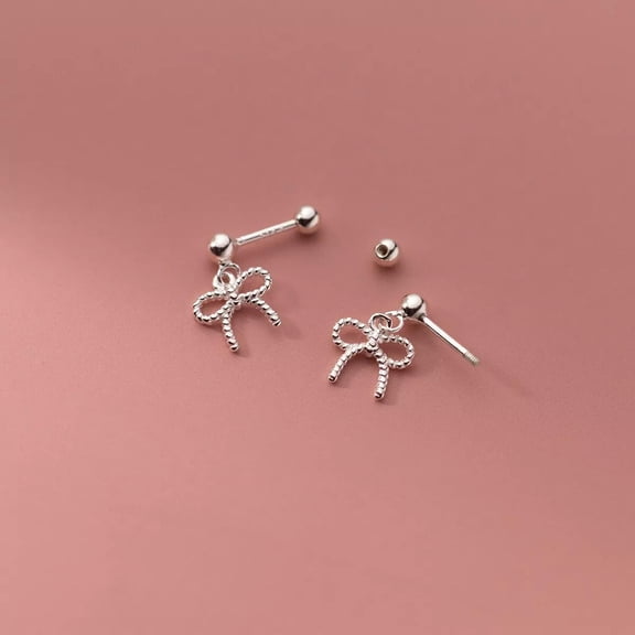 EOEMY 925 Sterling Silver Small Knot Stud Earrings Screw Backs
