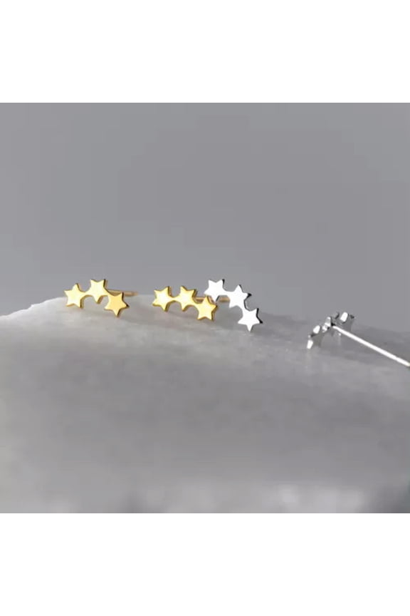 925 Sterling Silver Star Stud Earrings Summer Party Daily Romance Studs-Gold