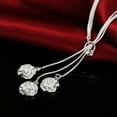 thumbnail image 1 of EOEMY 925 Sterling Silver Tassel Three Rose Flower Necklace For Woman Fashion Jewelry-18, 1 of 7