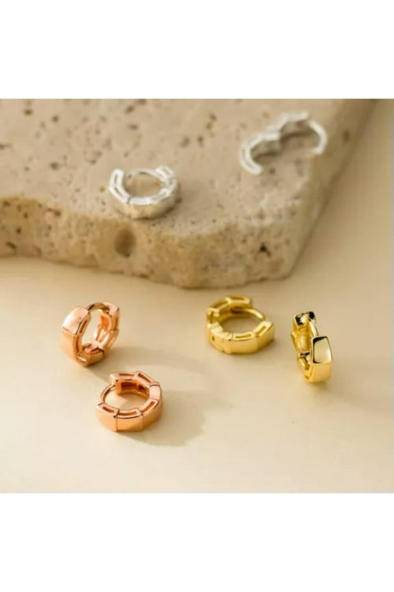 925 Sterling Silver Tiny Small 6 mm Hoop Earrings Women Fine Jewelry-Rose Gold