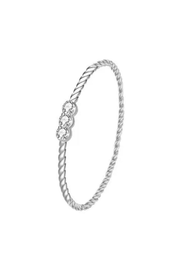 925 Sterling Silver Triple Bezel Cz Thin Dainty Midi Knuckle Pinkie Ring A3151-5