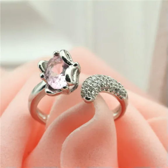 EOEMY 925 Sterling Silver Women Fashion Parties Prom Fox Open Rings Gift Hj51-2#
