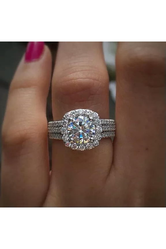 925 Sterling Silver Zircon Crystal Rings Women Men Wedding Jewelry Size 5-12-7-Silver