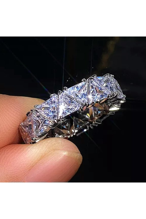 925 Sterling Silver Zircon Crystal Rings Women Wedding Engagement Ring-7