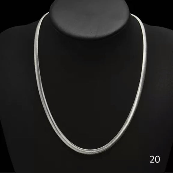 EOEMY 925 Sterling Solid Silver 6mm Snake Chain Men/Women Necklace 16-30 Inch Us-20 Inches