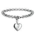 thumbnail image 1 of EOEMY 925 Sterling Solid Silver Jewelry A-Z Letter Charm Heart Bracelet For Women-I, 1 of 9