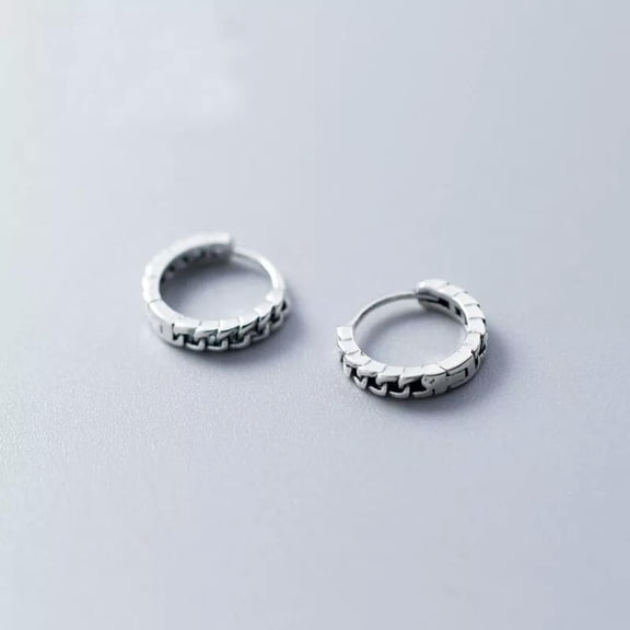 EOEMY 925 Sterling Solid Silver Lightweight Fine Sleeper Chain 10mm Hoop Earrings