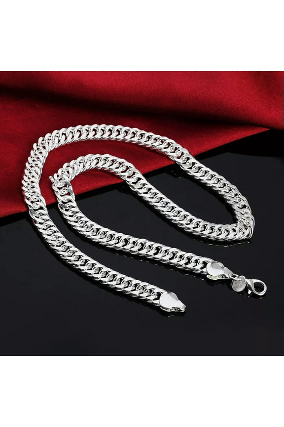925Sterling Silver 10mm 20" Full Sideway Strong Men'S Chains Necklace Nw039