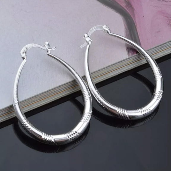 EOEMY 925Sterling Silver Fashion Jewelry Snake Belly U Shape Women'S Hoop Earrings