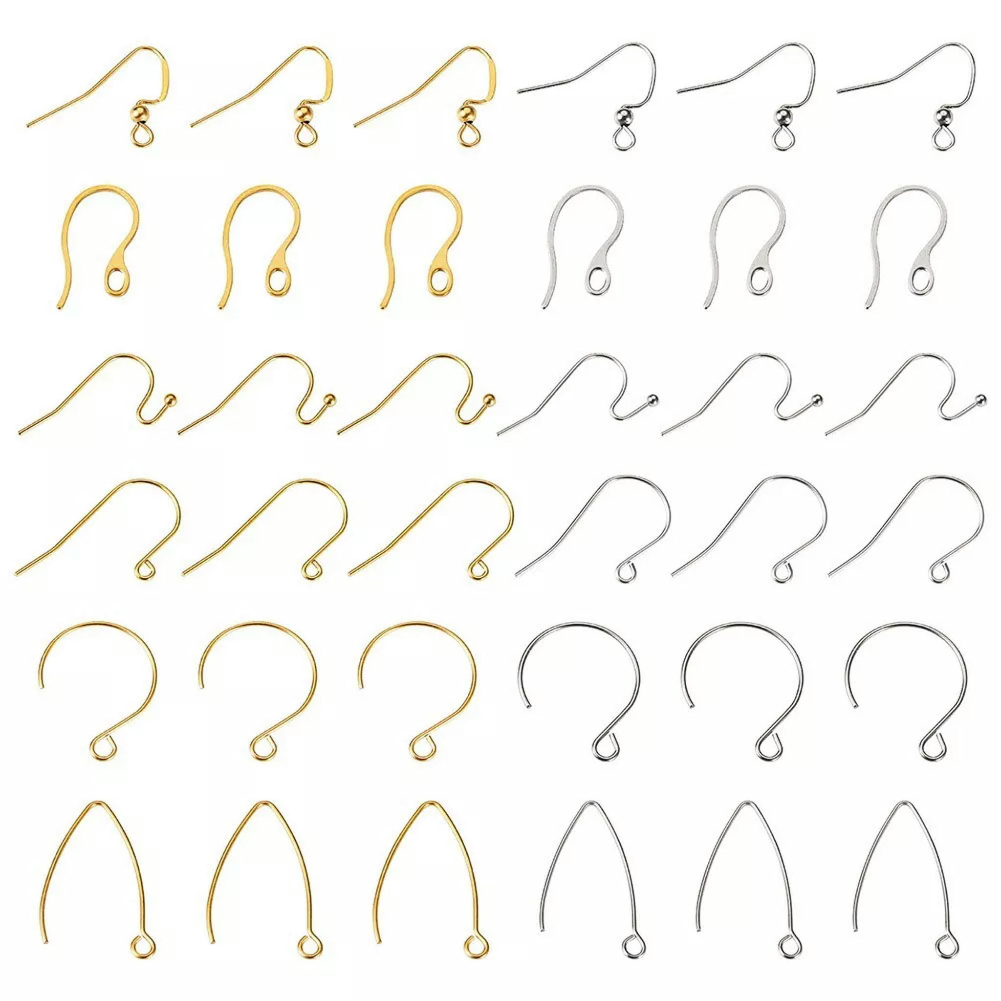 EOEMY 96Pcs 304 Stainless Steel Earring Hooks Circle Ball End With Horizontal Loops