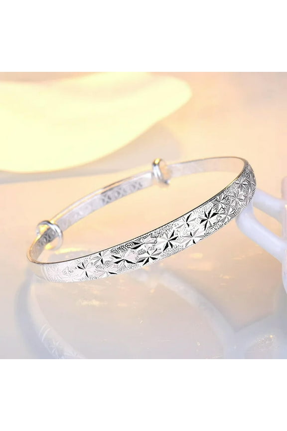 999 Silver Women Noble Cute Bangle Bracelet Fashion Charm Jewelry Wedding Party