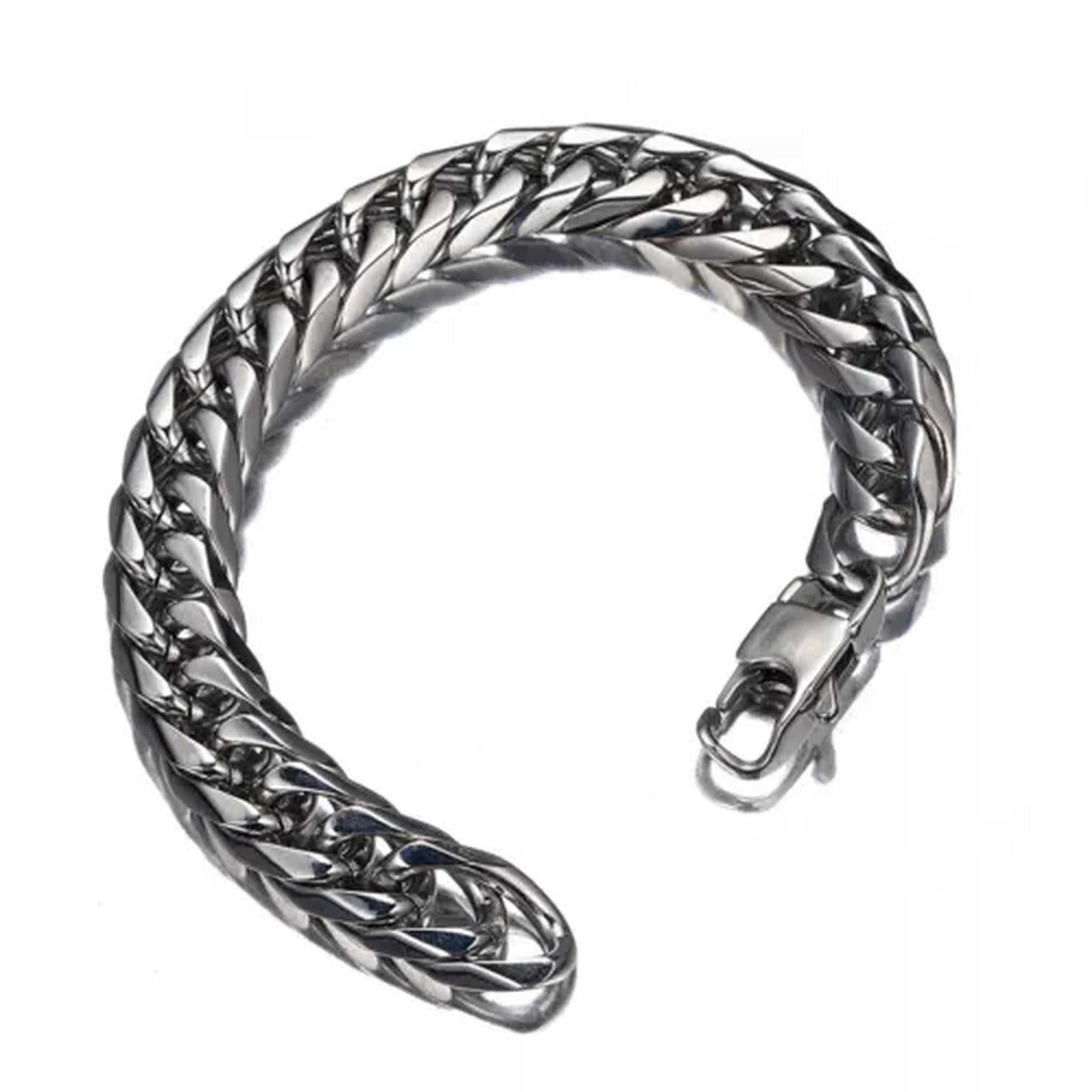 15mm Cuban Link Bracelet - 8-10 Inch 316L Stainless Steel Men's Chain, Silver Finish 8 thumbnail image