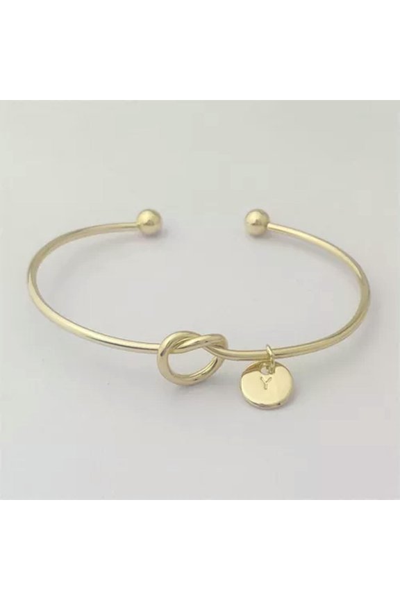 A-Z 26 Letters Gold Name Open Bracelet Dangle Jewelry Party Women Men Birth Gift-Y