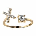 thumbnail image 1 of EOEMY A-Z Initial Letters 925 Silver Micro Zircon Rings Name Rings Adjustable Women-Gold-X, 1 of 9