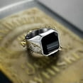 thumbnail image 1 of EOEMY Aaa Black Agate Gold Plated Stainless Steel Men'S Engagement Silver Ring Sz 7-12, 1 of 8