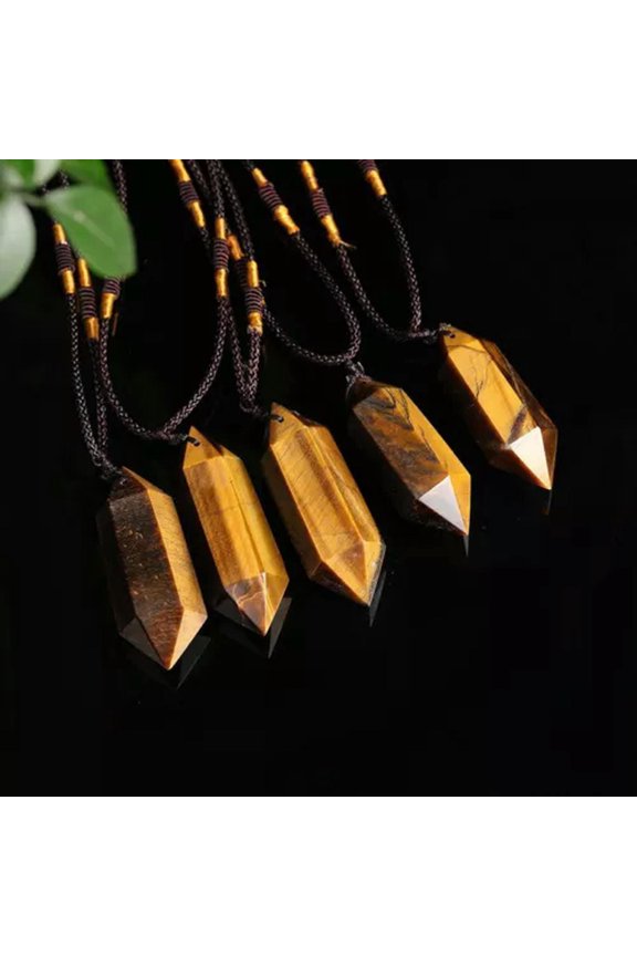 Aaa Natural Quartz Crystal Point Stone Pendant Energy Healing Necklace Amulet Us-Tiger'S Eye Quartz Dt