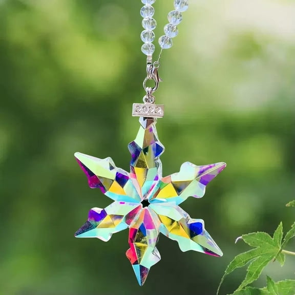 EOEMY Ab Color Snowflake Glass Crystal Pendant Charm Strap Chain Gift Rainbow Maker