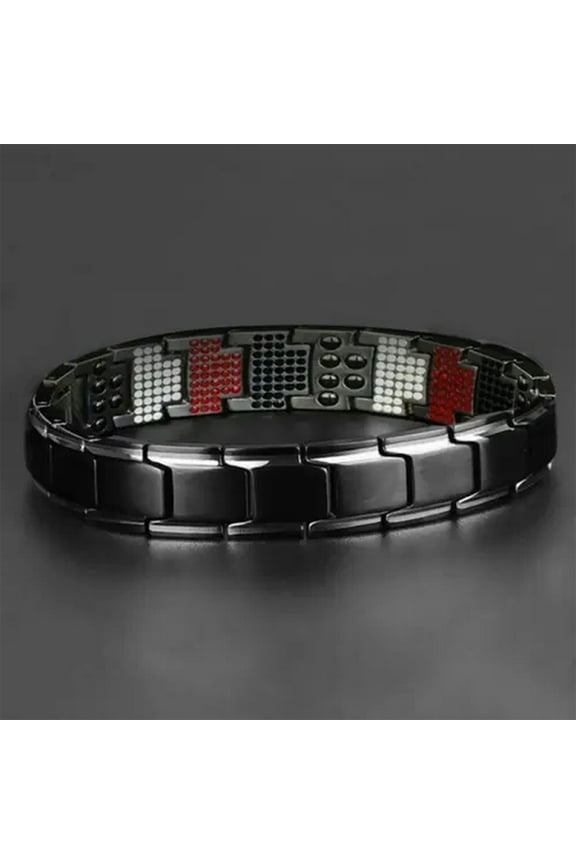 Adjustable Men'S Strength Therapy Bracelet Health Energy Bio Magnetic Male-Black