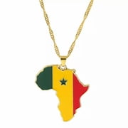 EOEMY Africa Map Pendant Necklace Jewelry Ghana Nigeria Congo Sudan Somalia Uganda-Senegal
