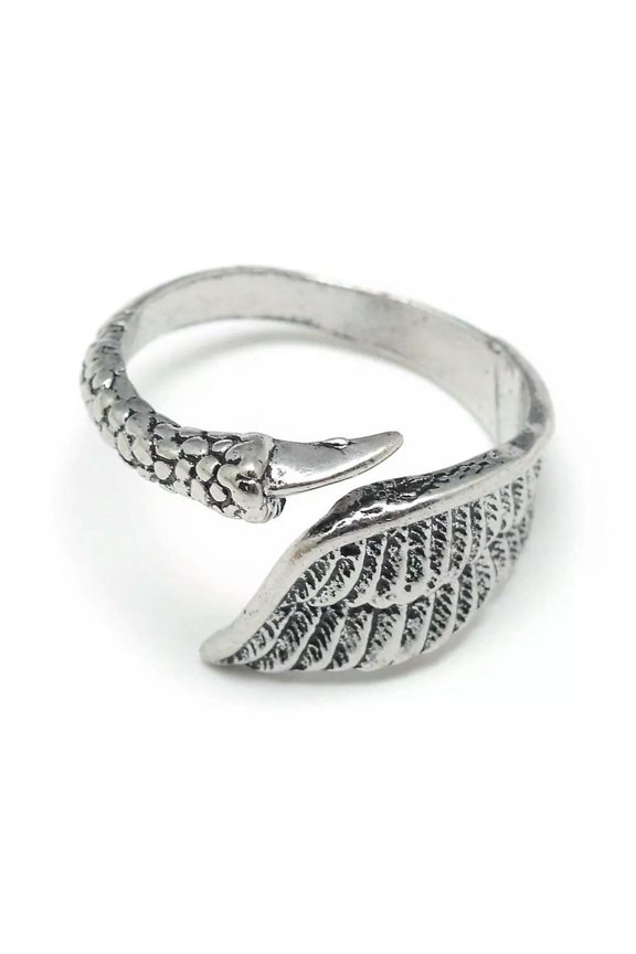 Alloy Cuff Finger Ring Wing Antique Silver Size 10 Adjustable 20mm P414-Default